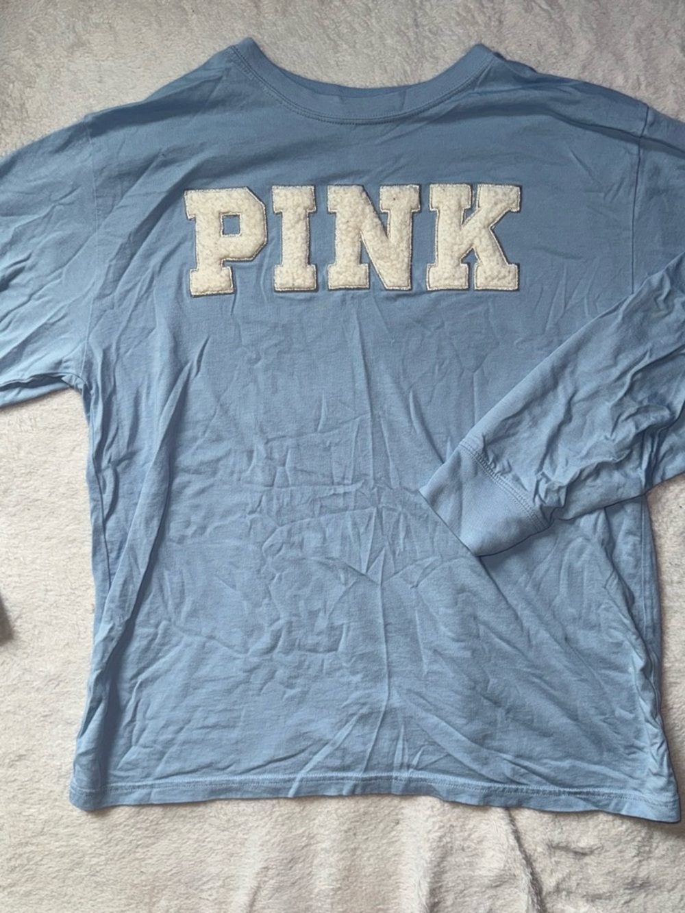 PINK Victoria's Secret Light Blue Logo Tee